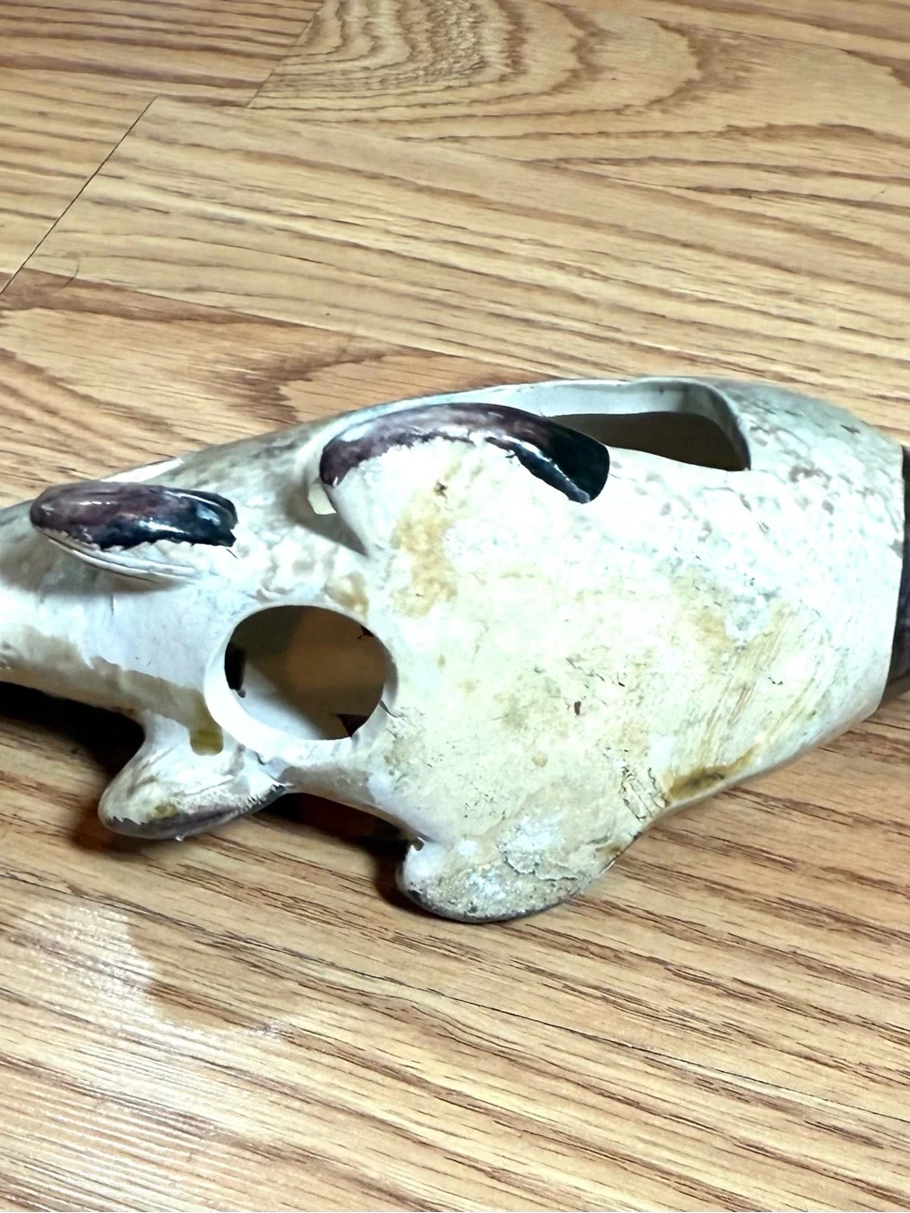 2 Vintage ceramic fish tea light candle holder luminaries Blue and Tan